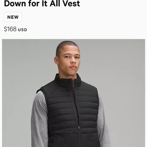 NWT Lululemon down for it all vest